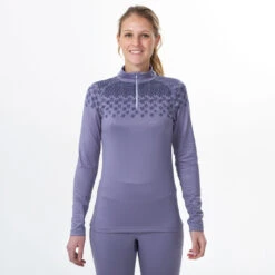 WEDZE Women's Ski Base Layer Top With Half-Zip - 500 Purple 12 WEDZE Women's Ski Base Layer Top With Half-Zip - 500 Purple -Winter Sports Gear women s ski base layer top with half zip 500 purple 2