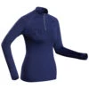 WEDZE Women’s Ski Base Layer Top - BL 500 Blue -Winter Sports Gear women s ski base layer top with half zipper bl 500 blue