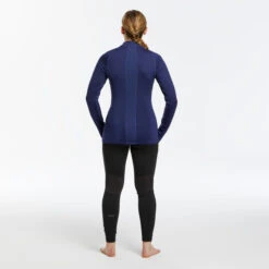 WEDZE Women’s Ski Base Layer Top - BL 500 Blue -Winter Sports Gear women s ski base layer top with half zipper bl 500 blue 2