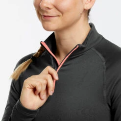 WEDZE Women's Ski Base Layer Top With Half-Zipper - BL 500 Grey -Winter Sports Gear women s ski base layer top with half zipper bl 500 grey 4