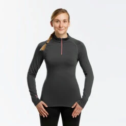 WEDZE Women's Ski Base Layer Top With Half-Zipper - BL 500 Grey -Winter Sports Gear women s ski base layer top with half zipper bl 500 grey 6