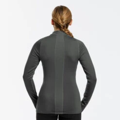 WEDZE Women's Ski Base Layer Top With Half-Zipper - BL 500 Grey -Winter Sports Gear women s ski base layer top with half zipper bl 500 grey 7