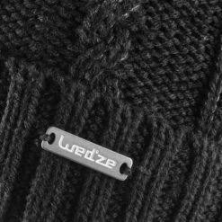 WEDZE Women's Ski Cable-Knit Faux-Fur Wool Hat - Black -Winter Sports Gear women s ski cable knit faux fur wool hat black 10