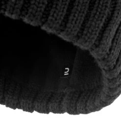 WEDZE Women's Ski Cable-Knit Faux-Fur Wool Hat - Black -Winter Sports Gear women s ski cable knit faux fur wool hat black 4