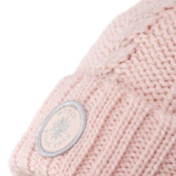 WEDZE Women's Ski Cable-Knit Faux-Fur Wool Hat - Pink -Winter Sports Gear women s ski cable knit faux fur wool hat pink 3