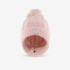 WEDZE Women's Ski Cable-Knit Faux-Fur Wool Hat - Pink -Winter Sports Gear women s ski cable knit faux fur wool hat pink 4