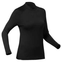 WEDZE Women’s Base Layer Ski Top - BL 500 Black