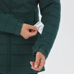 WEDZE Women’s Mid-Length Ski Jacket - Warm 100 Green -Winter Sports Gear womens downhill ski jacket 100 blue 8