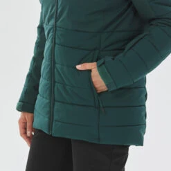 WEDZE Women’s Mid-Length Ski Jacket - Warm 100 Green -Winter Sports Gear womens downhill ski jacket 100 blue 9