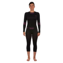 WEDZE Women’s Ski Base Layer Bottoms - BL 580 Black -Winter Sports Gear womens ski base layer bottoms bl 580 i soft black purple 2
