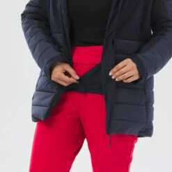 WEDZE Women’s Mid-Length Ski Jacket - Warm 100 Navy -Winter Sports Gear womens ski mid length jacket warm 100 navy 10