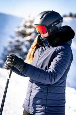 WEDZE Women’s Mid-Length Ski Jacket - Warm 100 Navy -Winter Sports Gear womens ski mid length jacket warm 100 navy 19