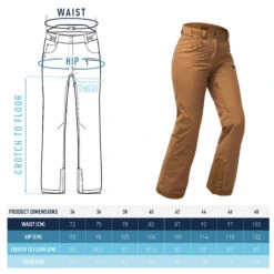 Women’s Snowboard Pants – SNB 500 Brown -Winter Sports Gear womens snowboard pants snb 500 brown 7